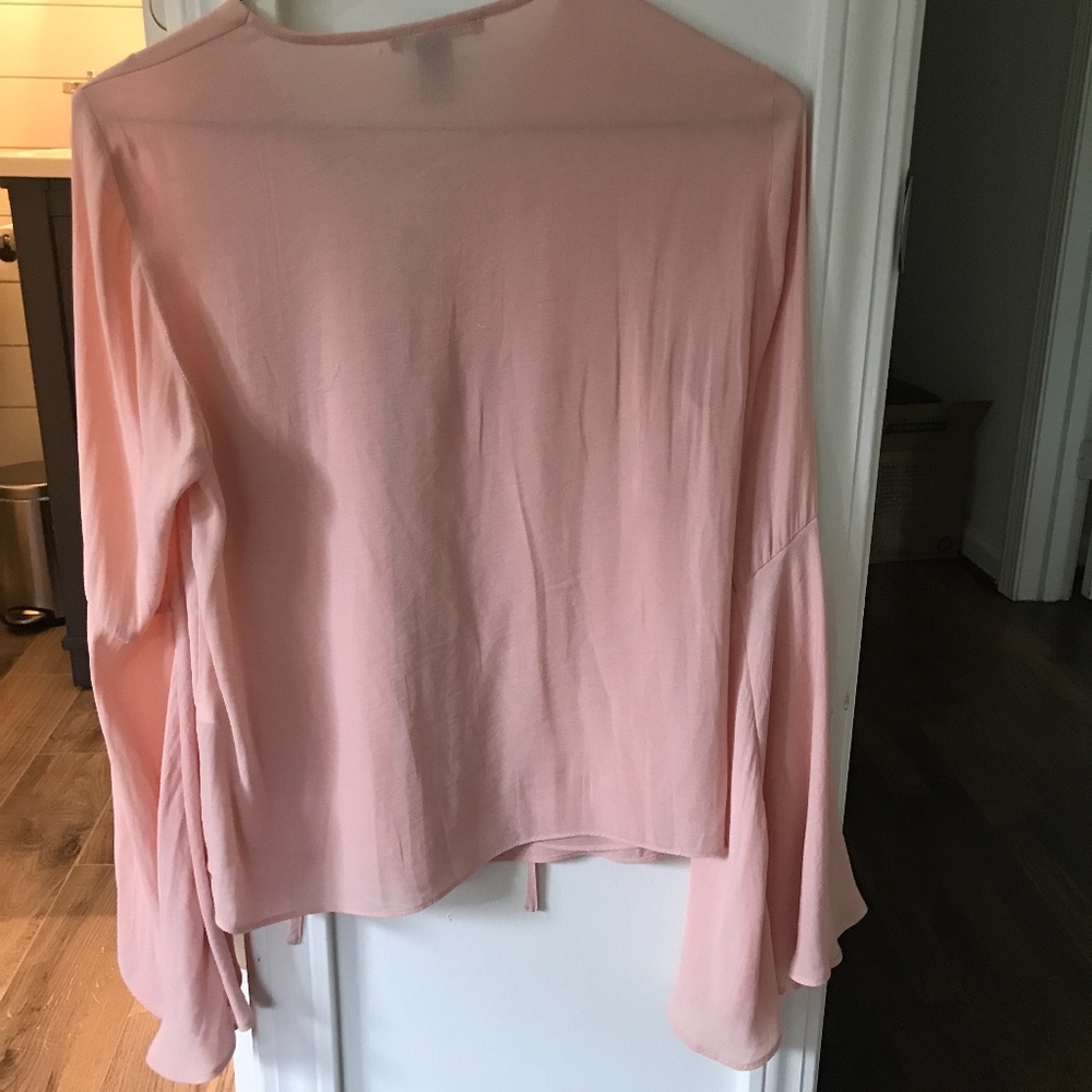 tie-up blouse - pale pink - Picture 5 of 5